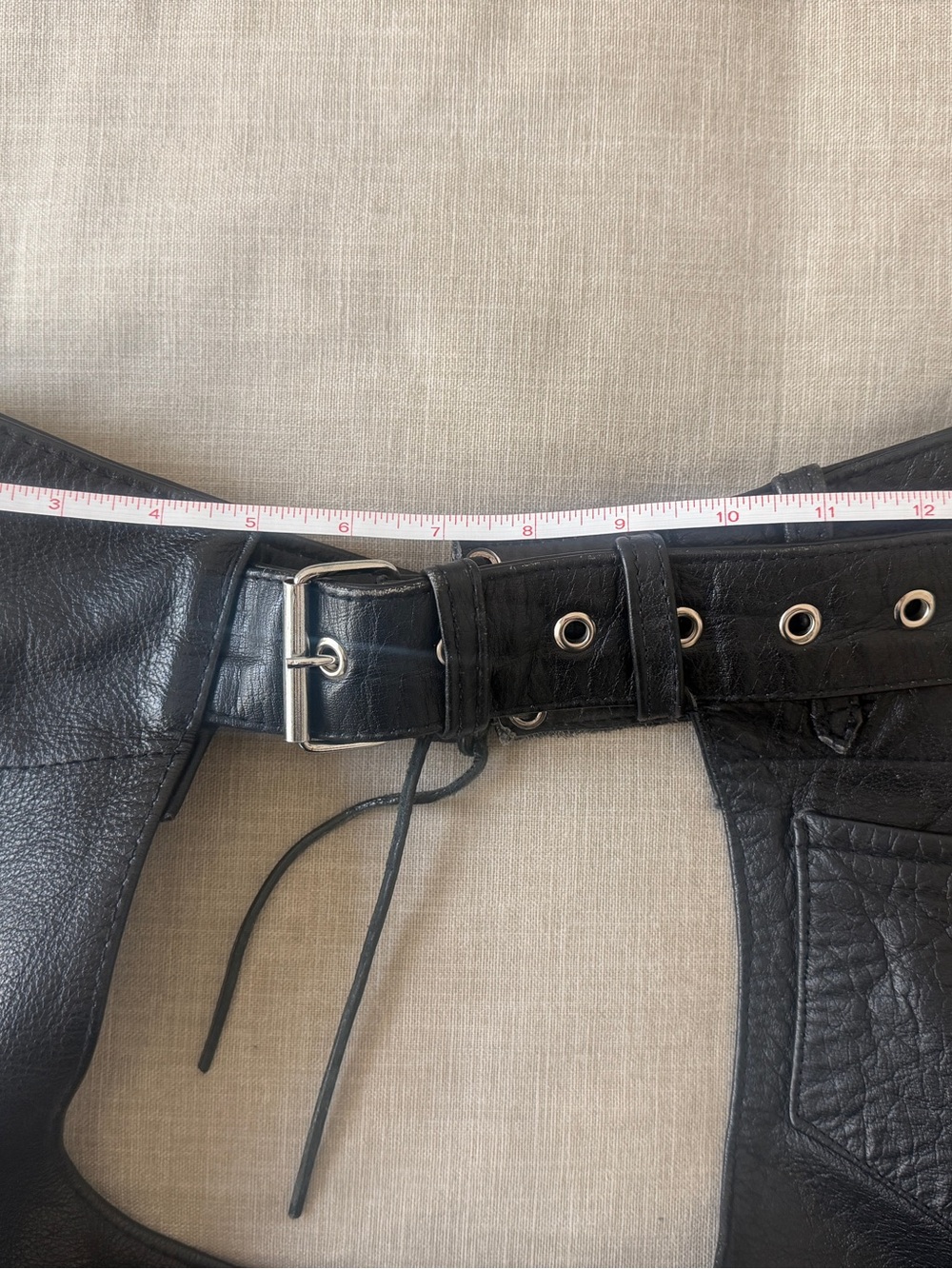 Black Leather Fringe Women's Motorcycle Chaps - Picture 5 of 7